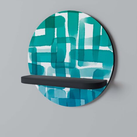 TURQUOISE RECTANGLES Rundes Regal Schwarz