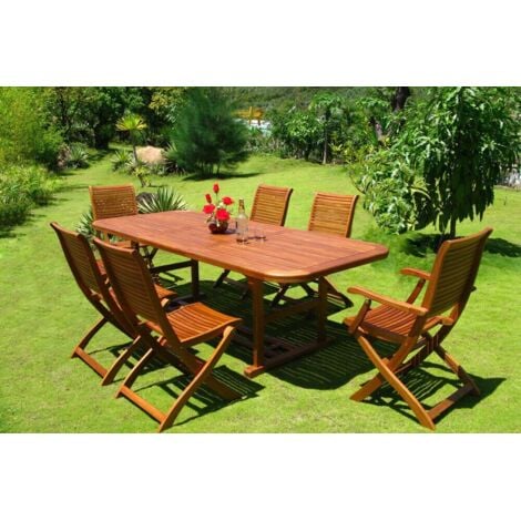 TURRIS - set tavolo in alluminio e teak cm 150/200 x 90 x 74 h con 4 sedie e 2 poltrone Mulier