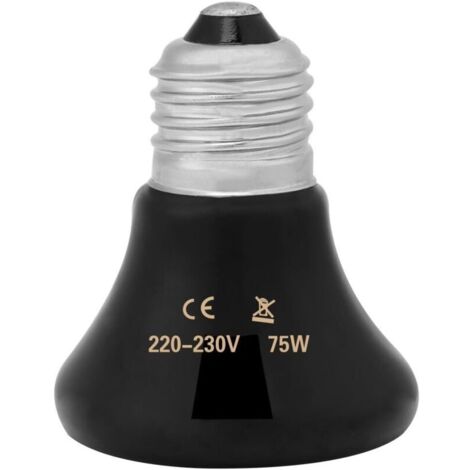 Turtle Heat Bulb, Ceramic Heat Bulb 50-100W Infrared Lamp, Heat Lamp for Reptiles and Amphibians (75W)