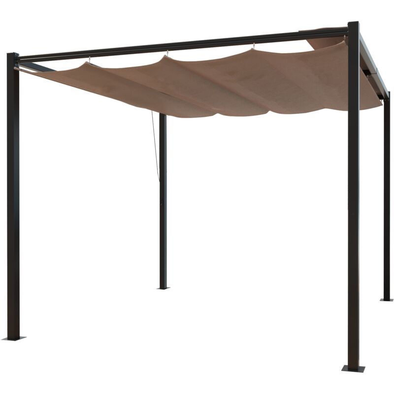 Pergola autoportante 3x3m, toile polyester taupe tusa