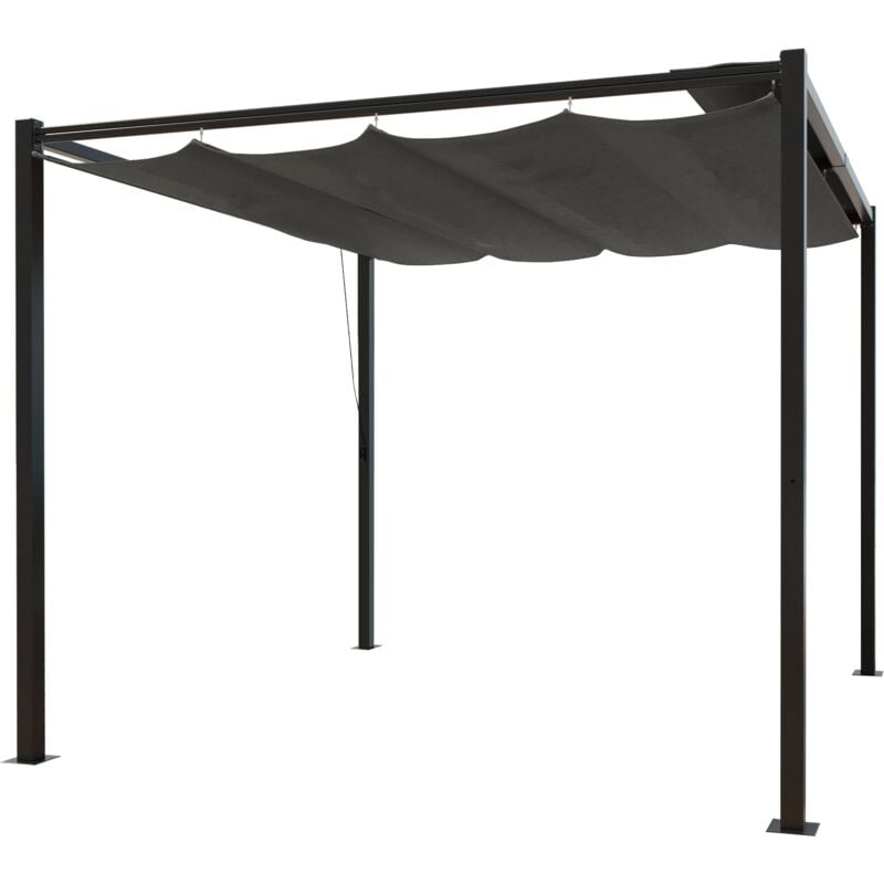 Pergola autoportante 3x3m, toile polyester grise tusa