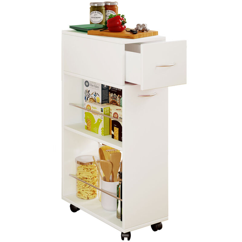 Ebuy24 - Tusal module de cuisine sur roulettes 1 tiroir blanc.