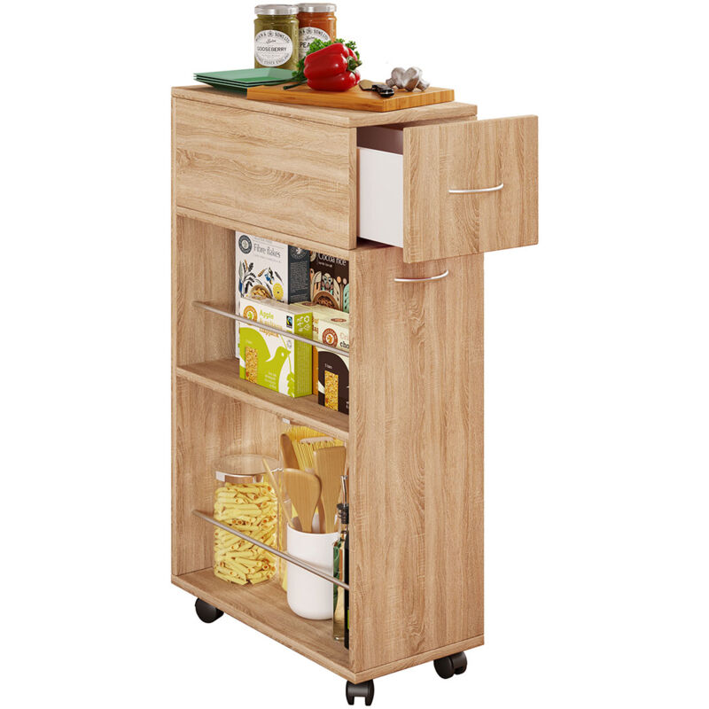 Ebuy24 - Tusal module de cuisine sur roulettes 1 tiroir décor chêne.