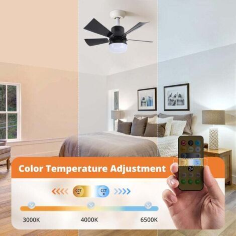 Tuserxln – Leiser Deckenventilator mit Fernbedienung – 5 Flügel – 3 Geschwindigkeitsstufen – Einstellbare Helligkeit – E26-Fassung – Für Schlaf- und Esszimmer
