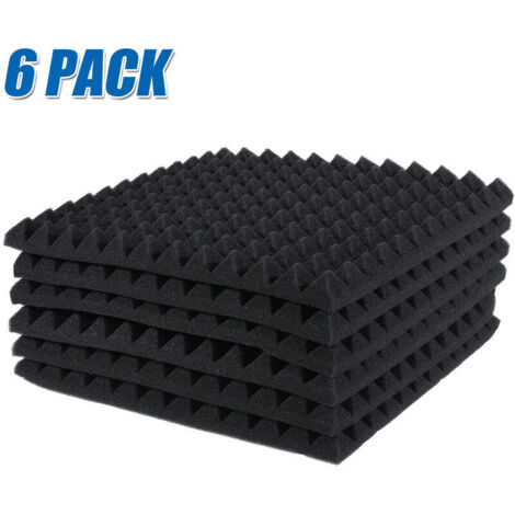 Tuserxln – Panneaux de mousse acoustique insonorisée 30 x 30 x 2,5 cm – Lot de 6 – Absorption acoustique haute densité – Ignifuge et auto-extinguible