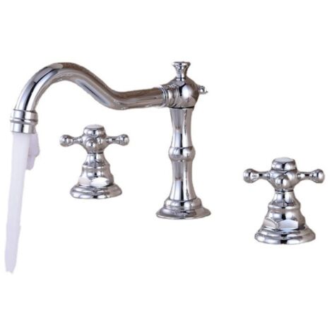 Tuserxln – Robinet mitigeur lavabo 3 trous – Poignée double eau chaude et froide – Finition chromée – Installation facile – Économie d'eau