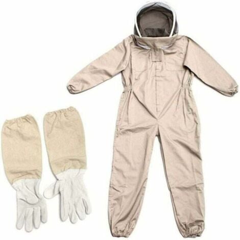 AIPERQ Tuta da apicoltore, tuta professionale da apicoltore con guanti, abbigliamento protettivo con cappuccio per apicoltori L