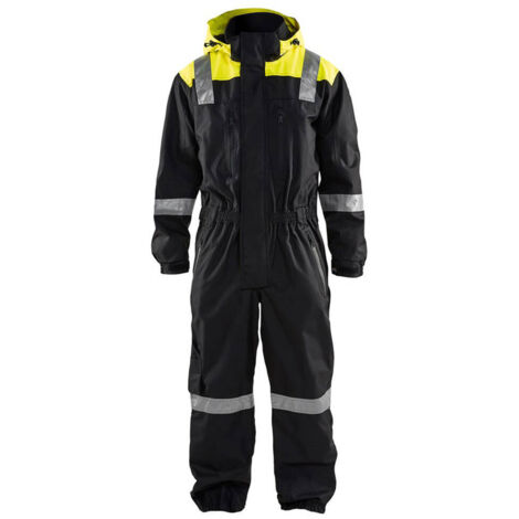 Tuta da lavoro a maniche lunghe con cappuccio e dettagli fluorescenti 6786 - Nero/Giallo fluorescente 42