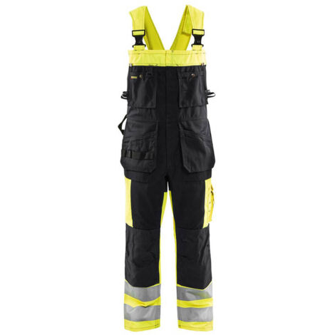 tuta da lavoro con bretelle ad alta visibilità 2603 - Giallo fluorescente/Nero 48