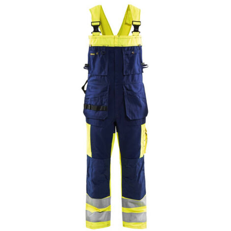 tuta da lavoro con bretelle alta visibilità 2603 - Giallo fluorescente/Marine 40