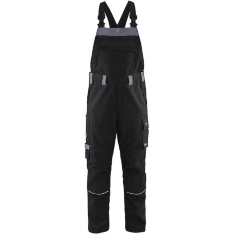 tuta da lavoro con bretelle ignifuga 2861 - Nero/Grigio chiaro 58C