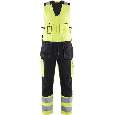 Tuta da lavoro senza maniche ad alta visibilità 2653 - Giallo fluorescente/Nero 48C