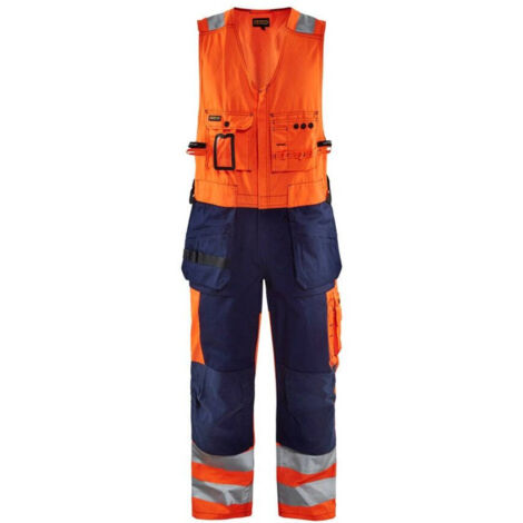 Tuta da lavoro senza maniche alta visibilità 2653 - Arancione fluorescente/Marine 44