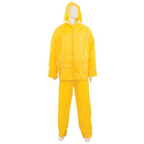 Tuta da pioggia giallo con cappuccio tasche e cerniera Silverline 2 pezzi-M