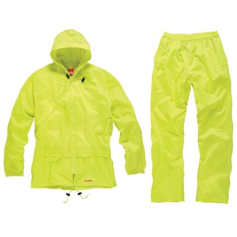 Tuta impermeabile alta visibilità Scruffs di colore giallo o nero anti pioggia con cappuccio regolabile-L / Giallo