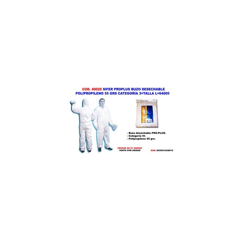 Tuta protettiva monouso in polipropilene 55 g categoria 3 fitosanitaria l 64005