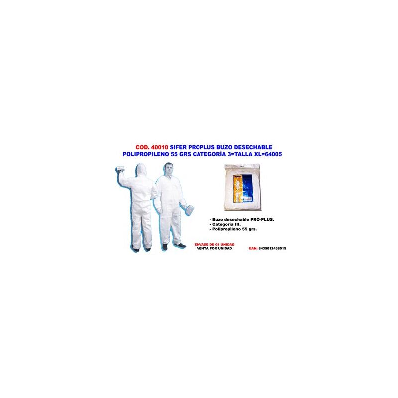 Tuta protettiva monouso Sifer Polipropilene 55g Cat 3 Fitos XL64005