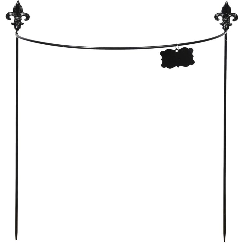 Esschert Design - Tuteur de plante demi-rond avec un lys français - Noir - Taille l - l 63,7 x p 26,1 x h 69 - Livraison gratuite