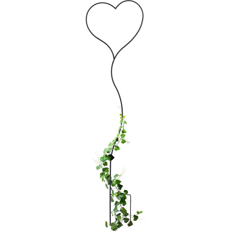 Relaxdays - Tuteur à plantes, design romantique, support formant un joli cœur, métallique, h x l : 147 x 38 cm, noir