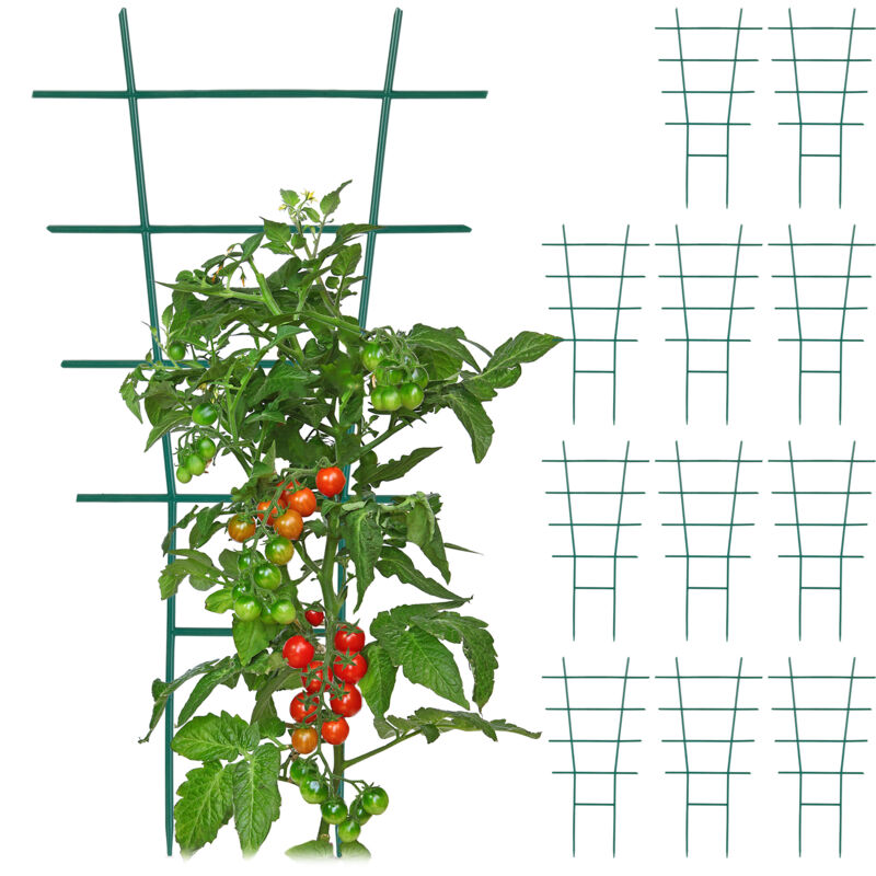 Relaxdays - Tuteur à plantes (d'intérieur et en pot), en lot pratique de 12, plastique robuste, h x l : 43 x 23 cm, vert