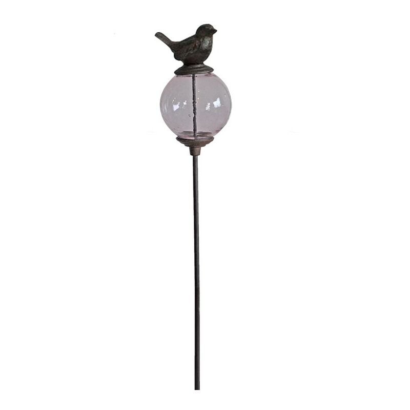 Tuteur boule oiseau rose queue haute 10x117cm - Marron