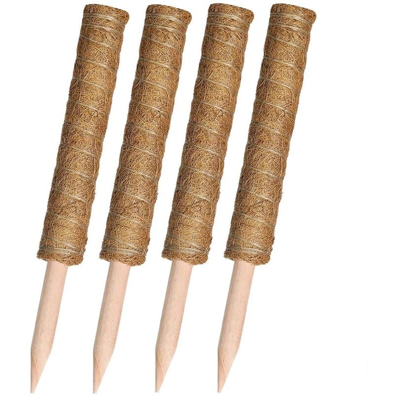 Start - Tuteur Coco pour Plante de 16 Pouces, 4 Poteaux de Mousse pour Plantes Grimpantes, Bâton de Mousse de Coco d'Intérieur et d'Extérieur pour