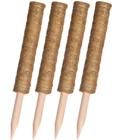 Tuteur Coco pour Plante de 16 Pouces, 4 Poteaux de Mousse pour Plantes Grimpantes, Bâton de Mousse de Coco d'Intérieur et d'Extérieur pour Supporter la Plante de la Maison, Brun，
