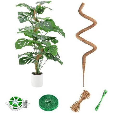 Tuteur Coco Support pour Plant Grimpante,125CM Plante Pliable Monstera Maison Jardin Intérieur avec Attaches Torsadées - 1×125CM