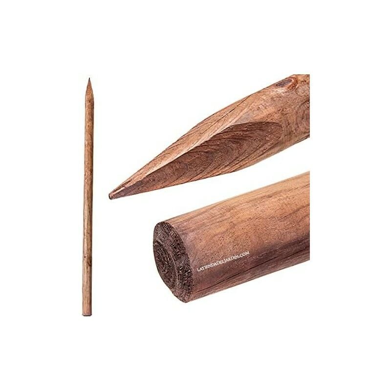 Tuteur en bois 150 cm, diamètre. Poteau en bois rond avec pointe, palissade, Piquet de fixation