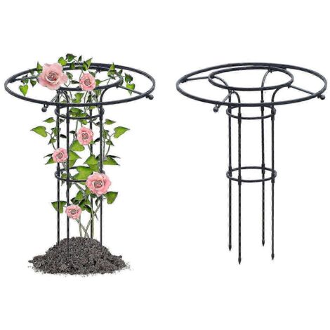 Tuteur de jardin pour plantes grimpantes et fleurs - Tuteur métallique pour plantes d'extérieur - Noir - 90 cm