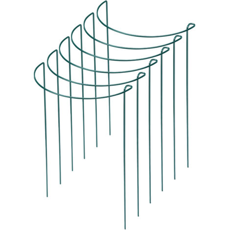 Tuteur de Jardin Support Métal Noir Pack 6 - Solide Anti-Vent pour Roses, Tomates et Fleurs