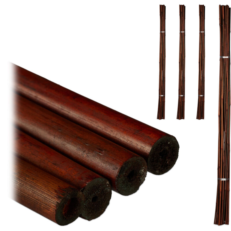 Tuteur en bambou, Lot de 100, 120 cm, Aide à la croissance des plantes, Déco intérieure, Tiges bambou, brun