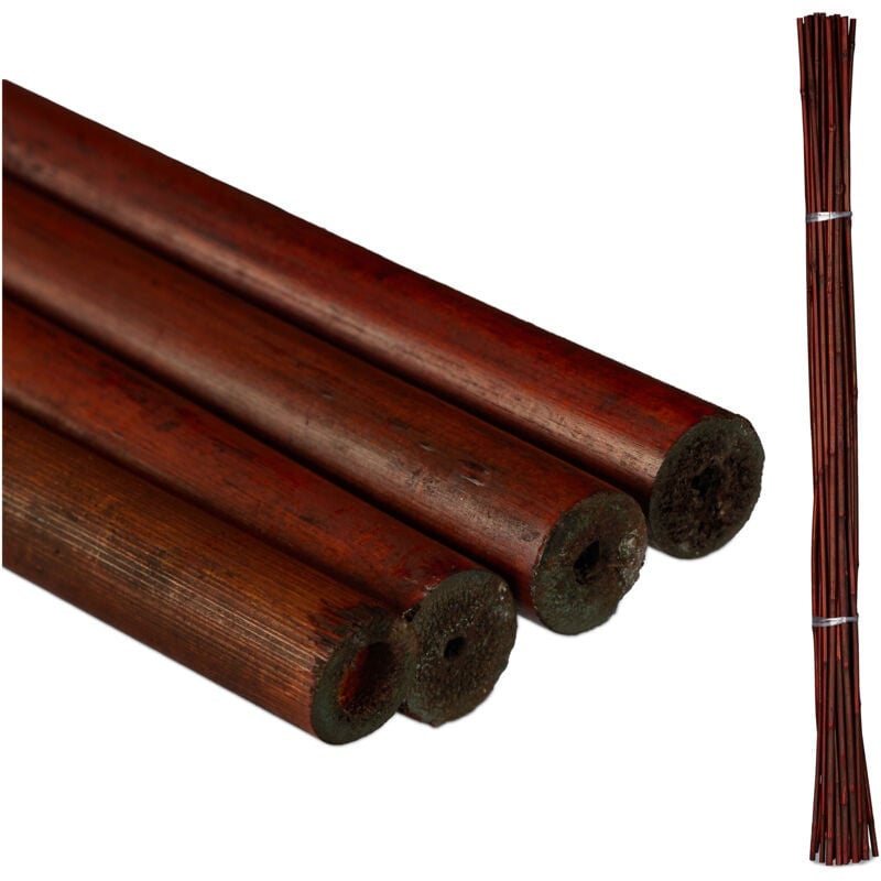Tuteur en bambou, lot de 25, 105 cm, aide à la croissance des plantes, déco intérieure, tiges bambou, brun - Relaxdays