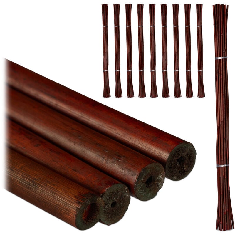 Relaxdays Tuteur en bambou, lot de 250, 105 cm, aide à la croissance des plantes, déco intérieure, tiges bambou, brun