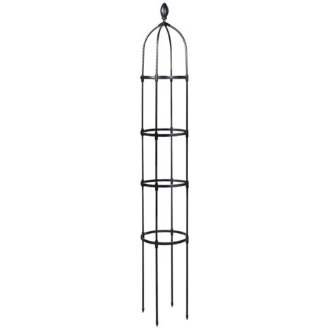 Tuteur jardin durable pour plantes grimpantes Acier galvanisé PE noir 25,4×115cm Kit 1