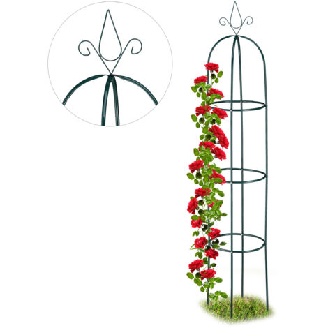 Tuteur Jardin, Pyramide haute 200 cm, Colonne Rosier, Arche Plante grimpante, Arceau, fer, vert foncé