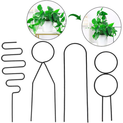 Tuteur Métallique pour Plantes D'appartement - Trellis en Fer Revêtement de Qualité Premium 4 Pièces (33-34 cm) - Doré, Noir, Vert