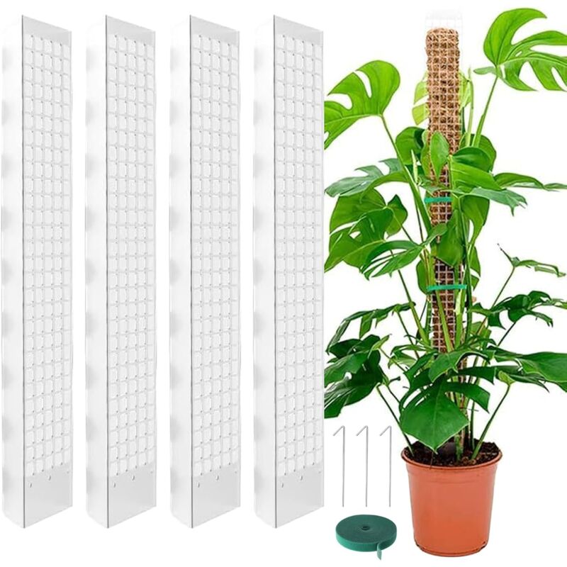 Shining House - Tuteur Monstera,24 Pouces 4-Pack Tuteur Sphaigne,avec Velcro et Clous Tuteur Plante Interieur,Monstera,Tuteur Plante pour Plantes