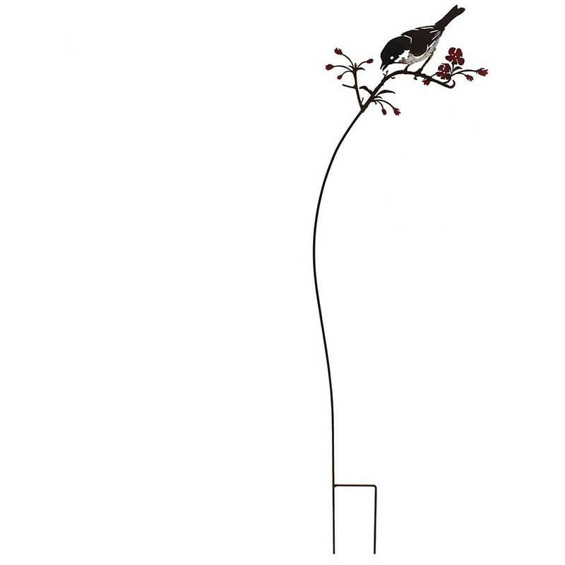 Tuteur oiseau sur branche rouge 93x23cm - Rouge