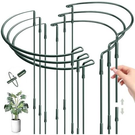 Tuteur Pivoine, Demi Cercle, 6PCS 25  60CM, Rond, Supports de Plantes Réglables, Anneau Support Jardin pour Pivoines Hortensias Roses Légumes Tomates -
