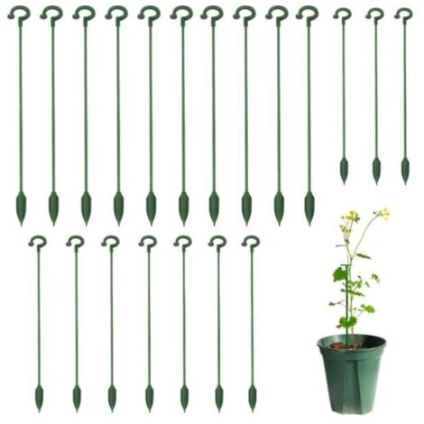 Tuteur Plante - Lot de 20 Tuteurs pour Plantes - 17cm/27cm - Plastique Blanc et Vert