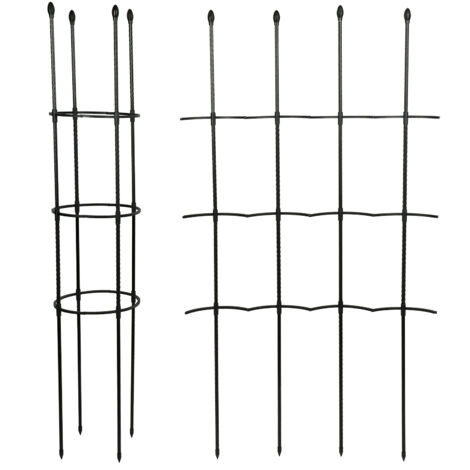 Tuteur pour plantes en acier plastifié avec embouts pointus et tête fleur (lot de 2)