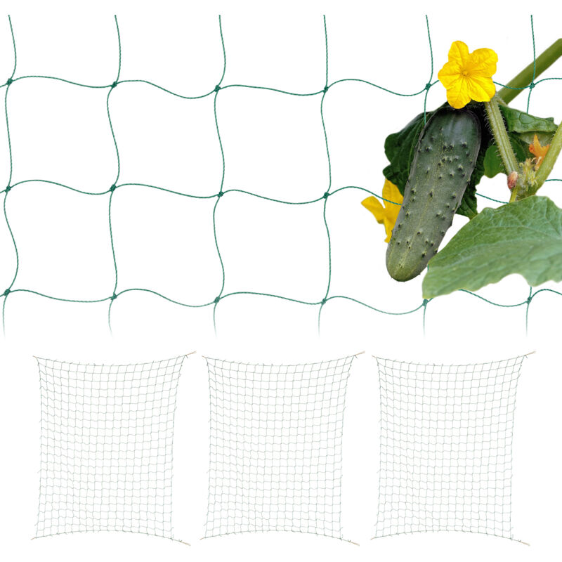 Relaxdays - Tuteur pour plantes, filet en lot de 4, polyéthylène, pour concombres et tomates, 200 x 250 cm, vert