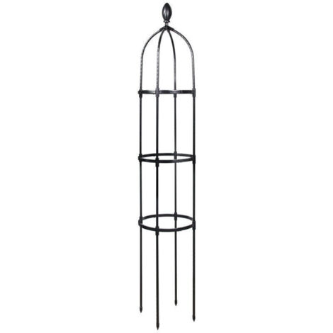Tuteur pour plantes grimpantes 145 cm – Support en métal noir résistant aux intempéries – Ø 31.7 cm – Installation rapide par clips