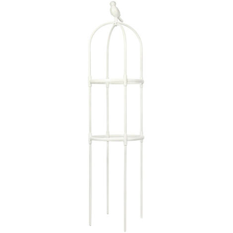 Tuteur pour Plantes Grimpantes - Cage de Soutien pour Tomates et Fleurs - Blanc - Stainless Steel - 30x120cm - 1 Pièce