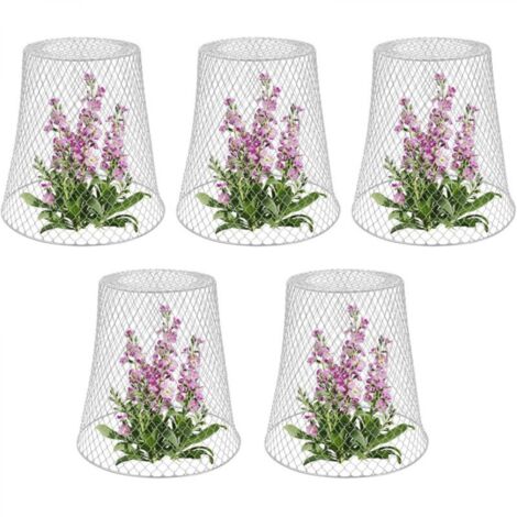 Tuteur pour plantes, housse de protection en métal pour plantes, lot de 5, blanc