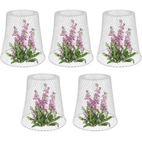 Tuteur pour végétaux, Cloche de protection pour plantes en métal - Lot de 5, Blanc