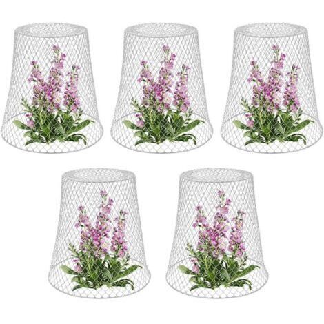 Tuteur pour végétaux, Cloche de protection pour plantes en métal - Lot de 5, Blanc