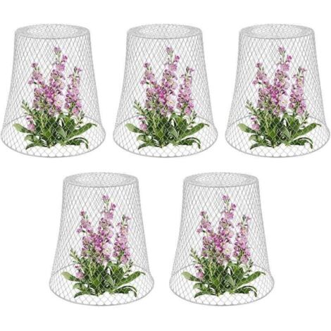 Tuteur pour végétaux, Cloche de protection pour plantes en métal - Lot de 5, Blanc