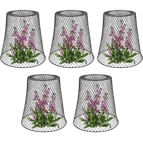 Tuteur pour végétaux, Cloche de protection pour plantes en métal - Lot de 5, Noir